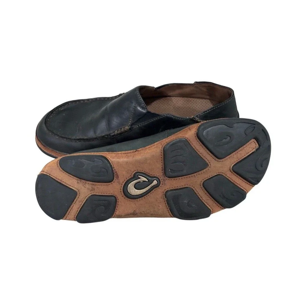 Olukai Moloa  Leather Shoes Black Toffee Size US M9 EU 42